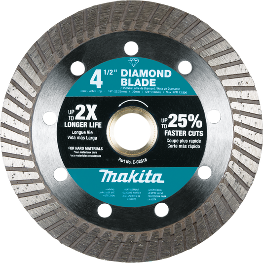 Makita E-02618 4‑1/2" Diamond Blade, Turbo, Hard Material