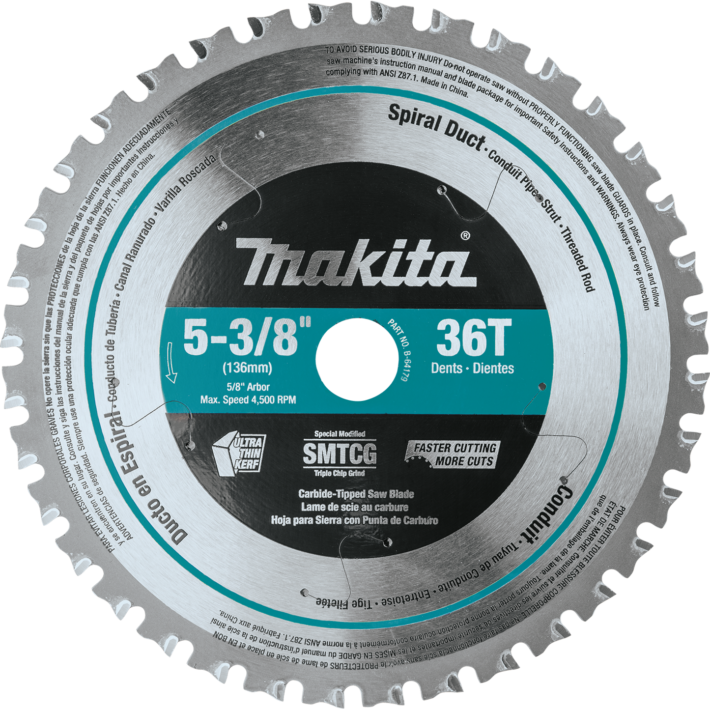 Makita B-64179 5‑3/8" 36T Carbide‑Tipped Saw Blade, Metal