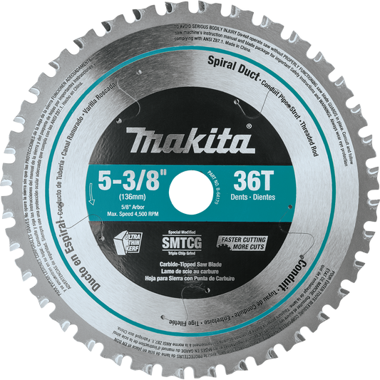 Makita B-64179 5‑3/8" 36T Carbide‑Tipped Saw Blade, Metal