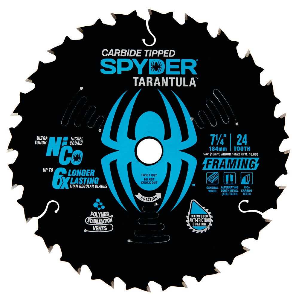 Spyder 13001 Spyder Framing 7-1/4-In 24-Tooth Rough Finish Tungsten Carbide-Tipped Steel Circular Saw Blade