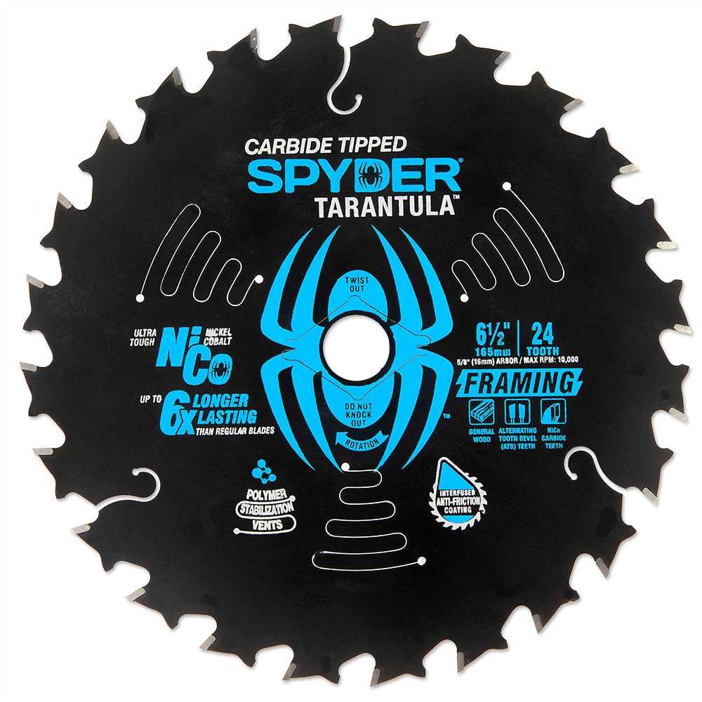 Spyder 13004 Spyder Framing 6-1/2-In 24-Tooth Rough Finish Tungsten Carbide-Tipped Steel Circular Saw Blade