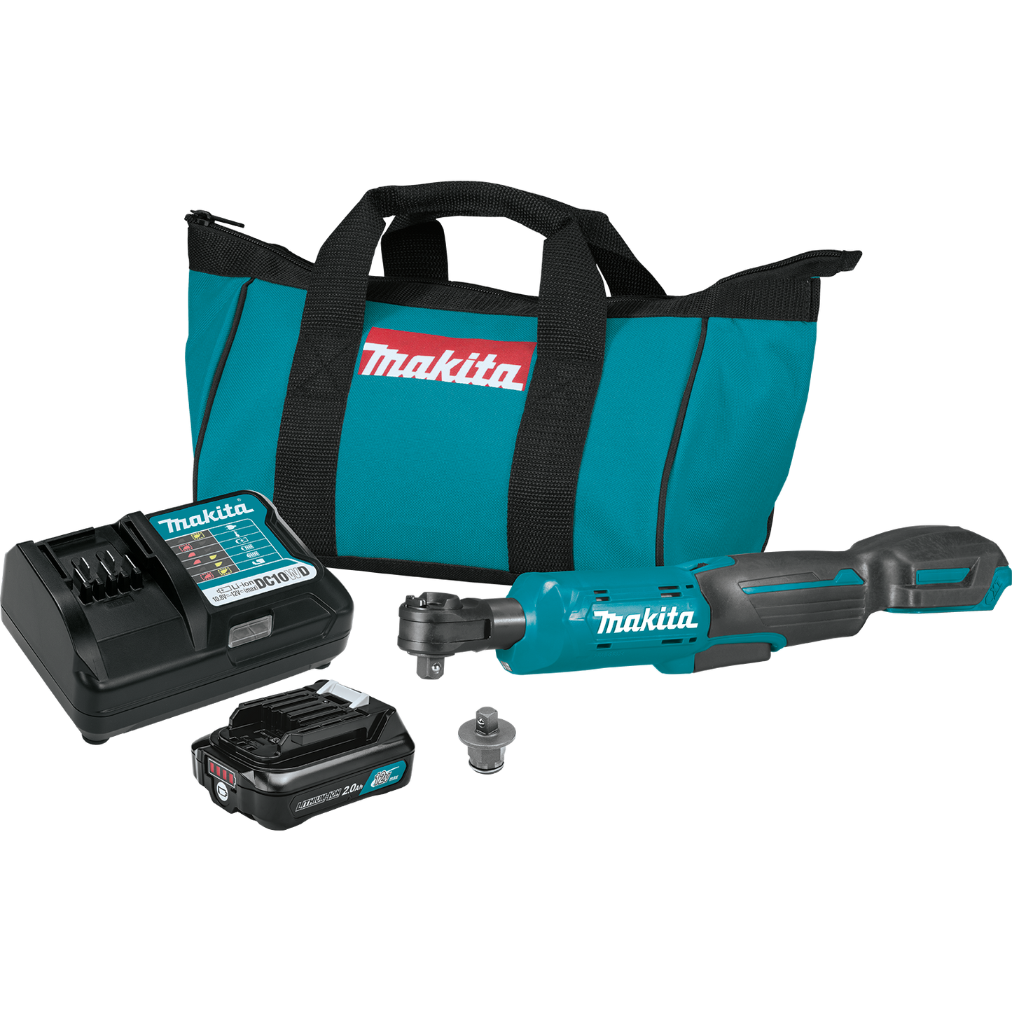 Makita RW01R1 12V max CXT® Lithium‑Ion Cordless 3/8" / 1/4" Sq. Drive Ratchet Kit (2.0Ah)