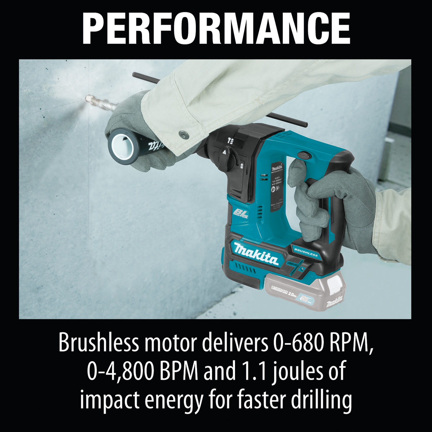 Makita RH01Z 12V Max Cxt® Lithiumion Brushless Cordless 5/8" Rotary Hammer, Accepts Sdsplus Bits, Tool Only