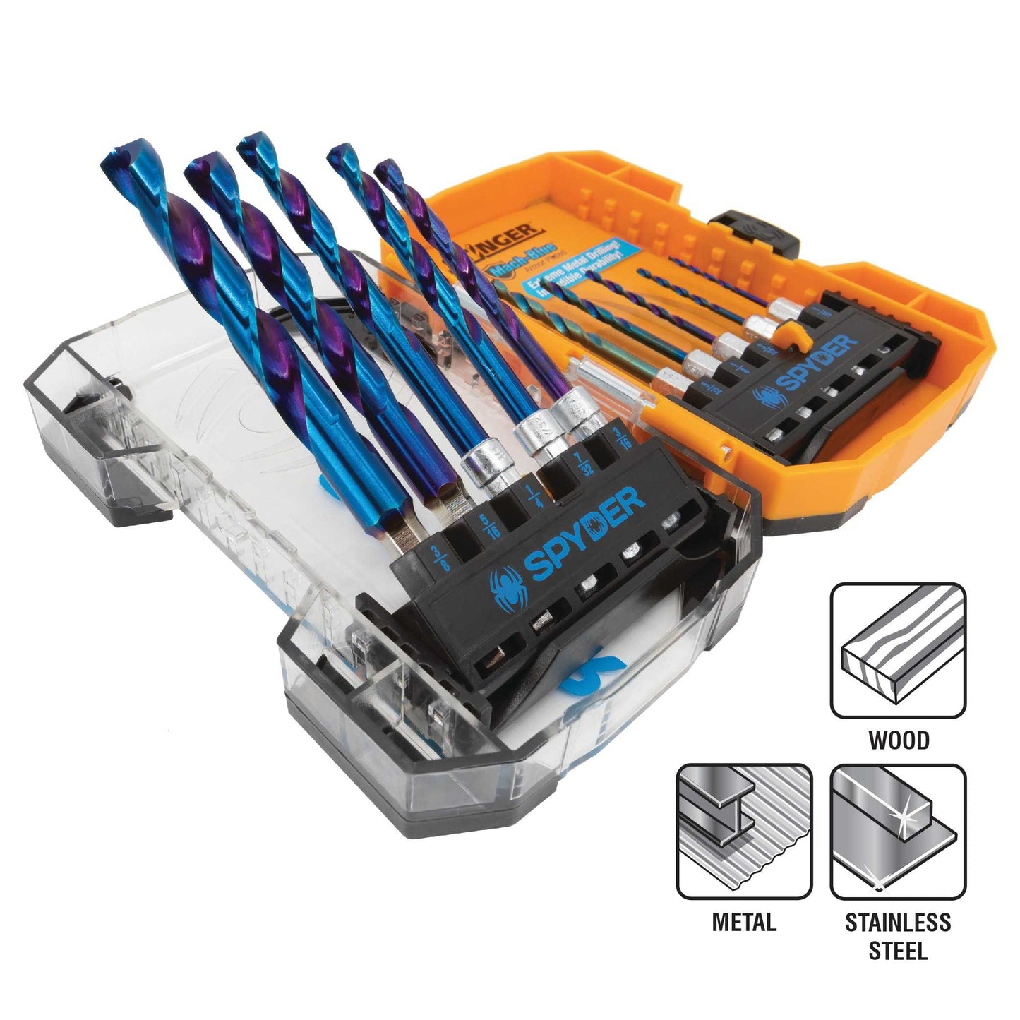 Spyder 19017 Spyder Mach-Blue 10-Piece Assorted High-Speed Steel Twist Drill Bit Set