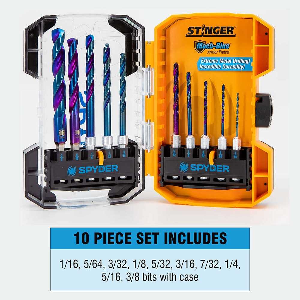 Spyder 19017 Spyder Mach-Blue 10-Piece Assorted High-Speed Steel Twist Drill Bit Set