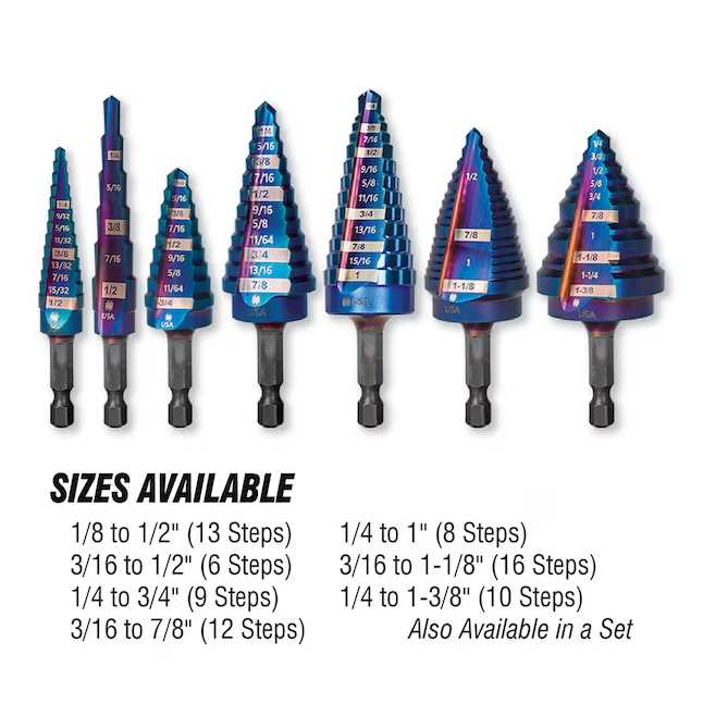 Spyder 19019 Mach-Blue 1/4-in 13-Step Drill Bit (1/8-in to 1/2-in)