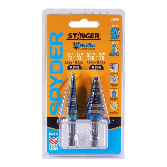 Spyder 19025 1/8-1/2 & 3/16-7/8 Step Bit Set