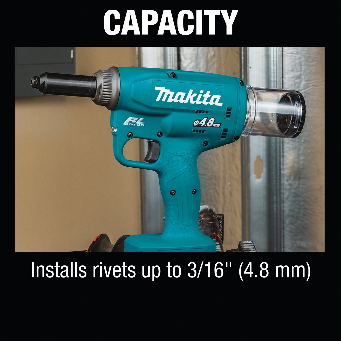 Makita XVR01Z 18V LXT® Lithium‑Ion Brushless Cordless Rivet Tool, Tool Only