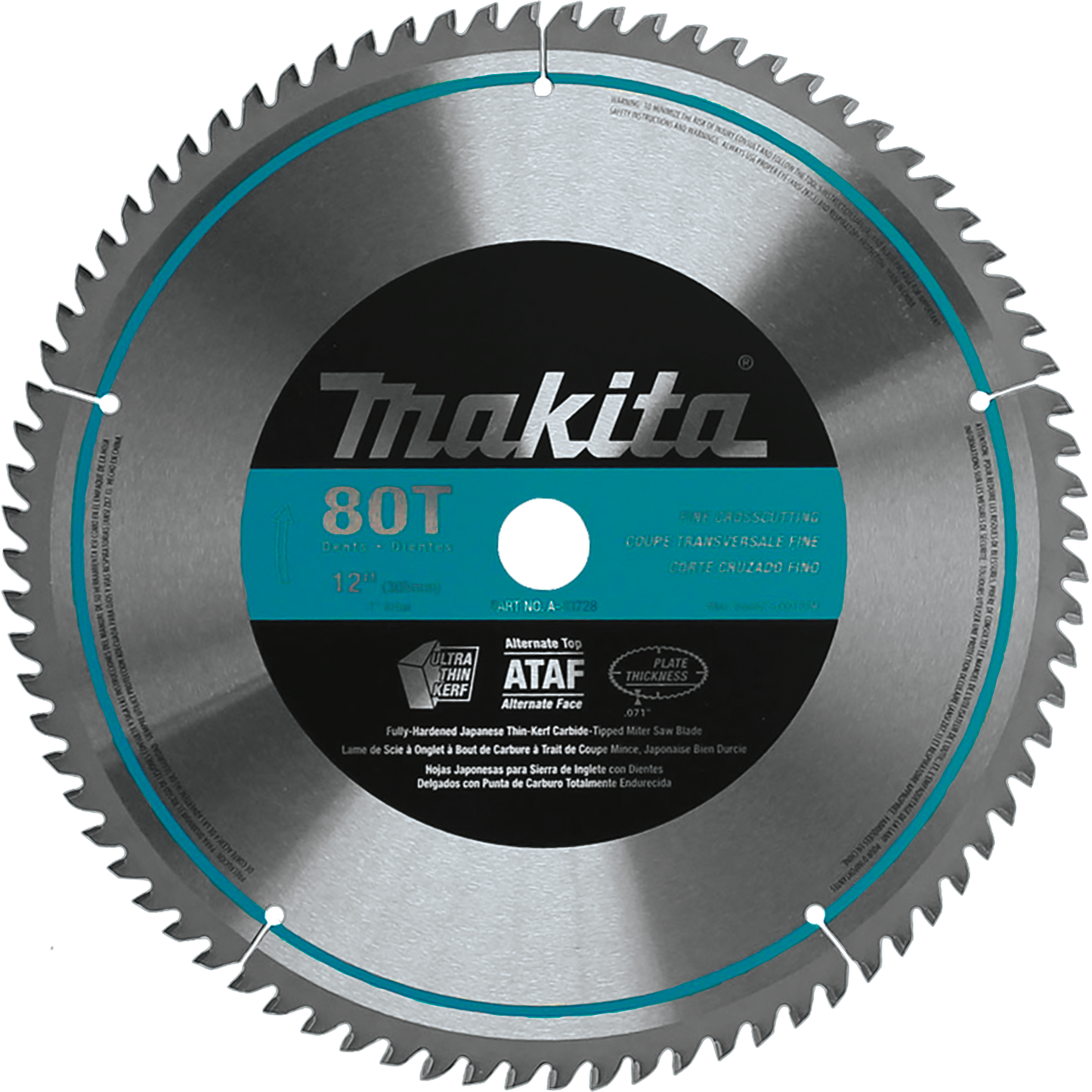 Makita A-93728 12" 80T Micro‑Polished Miter Saw Blade