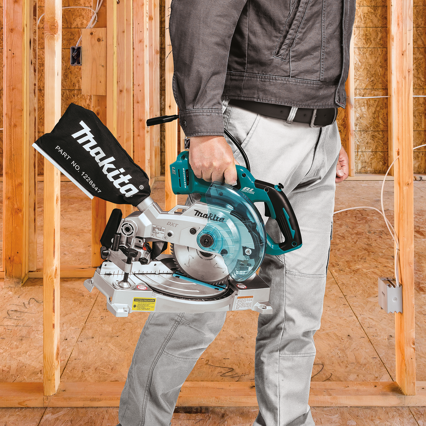 Makita XSL05Z 18V LXT® Lithium‑Ion Brushless Cordless 6‑1/2" Compact Dual‑Bevel Compound Miter Saw with Laser, Tool Only