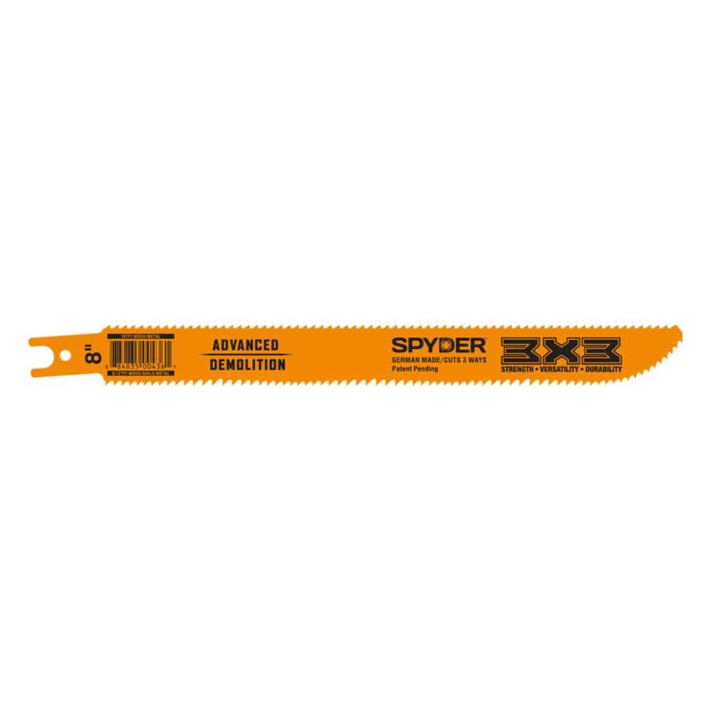 Spyder 200206 Spyder Double-Sided Bi-Metal 8-In 8/12-Tpi Demolition Reciprocating Saw Blade