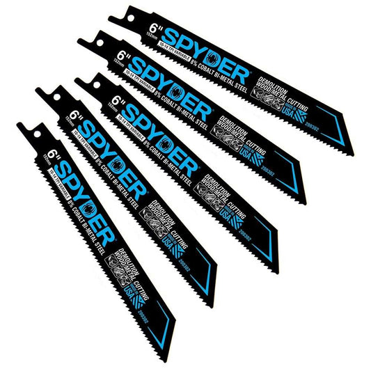 Spyder 200302 Spyder Bi-Metal 6-In 10/14-Tpi Thick Metal Cutting Reciprocating Saw Blade (5-Pack)