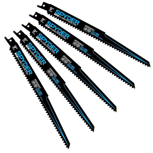 Spyder 200304 Spyder Bi-Metal 9-In 6-Tpi Wood/Nail Embedded Cutting Reciprocating Saw Blade (5-Pack)