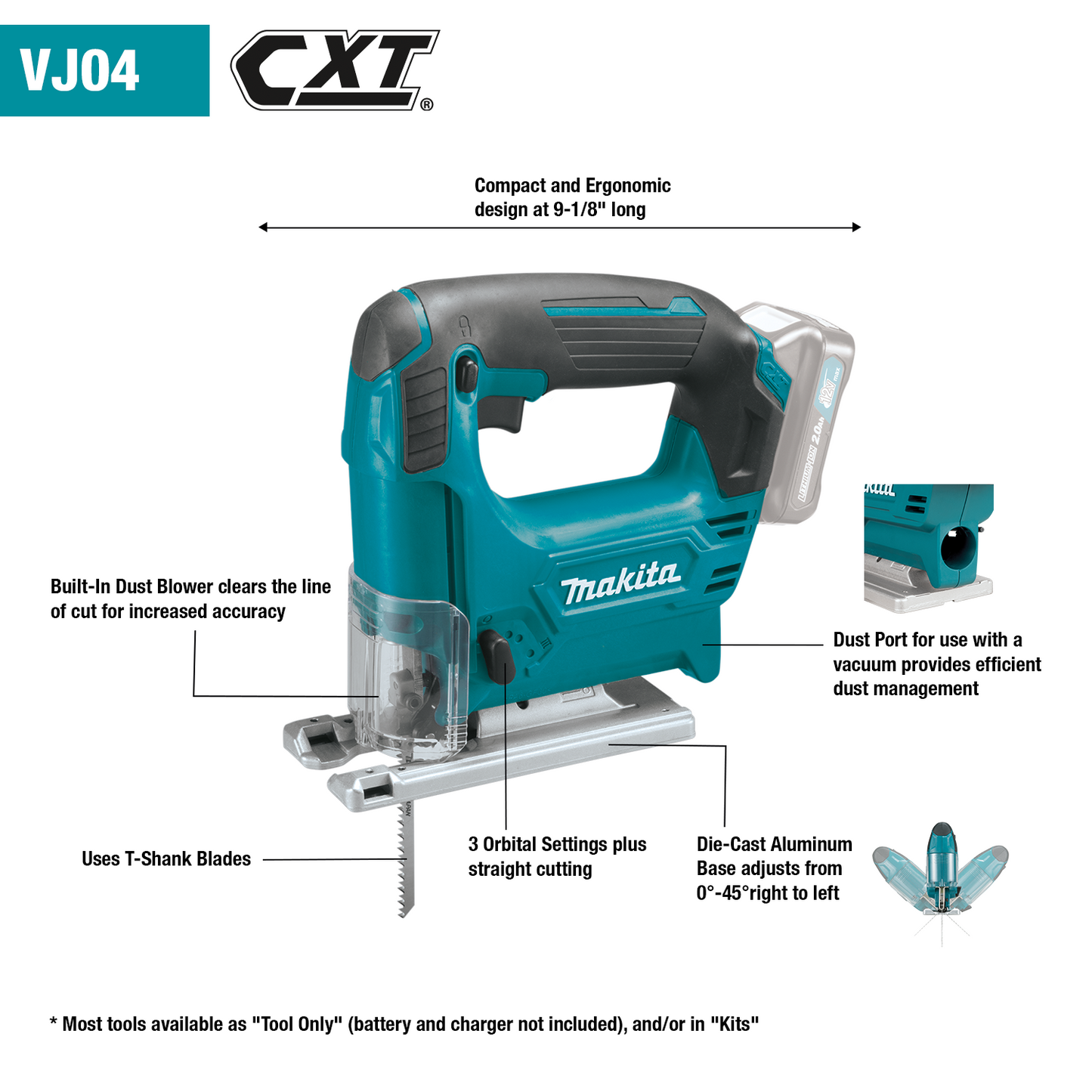 Makita VJ04R1 12V max CXT® Lithium‑Ion Cordless Jig Saw Kit (2.0Ah)