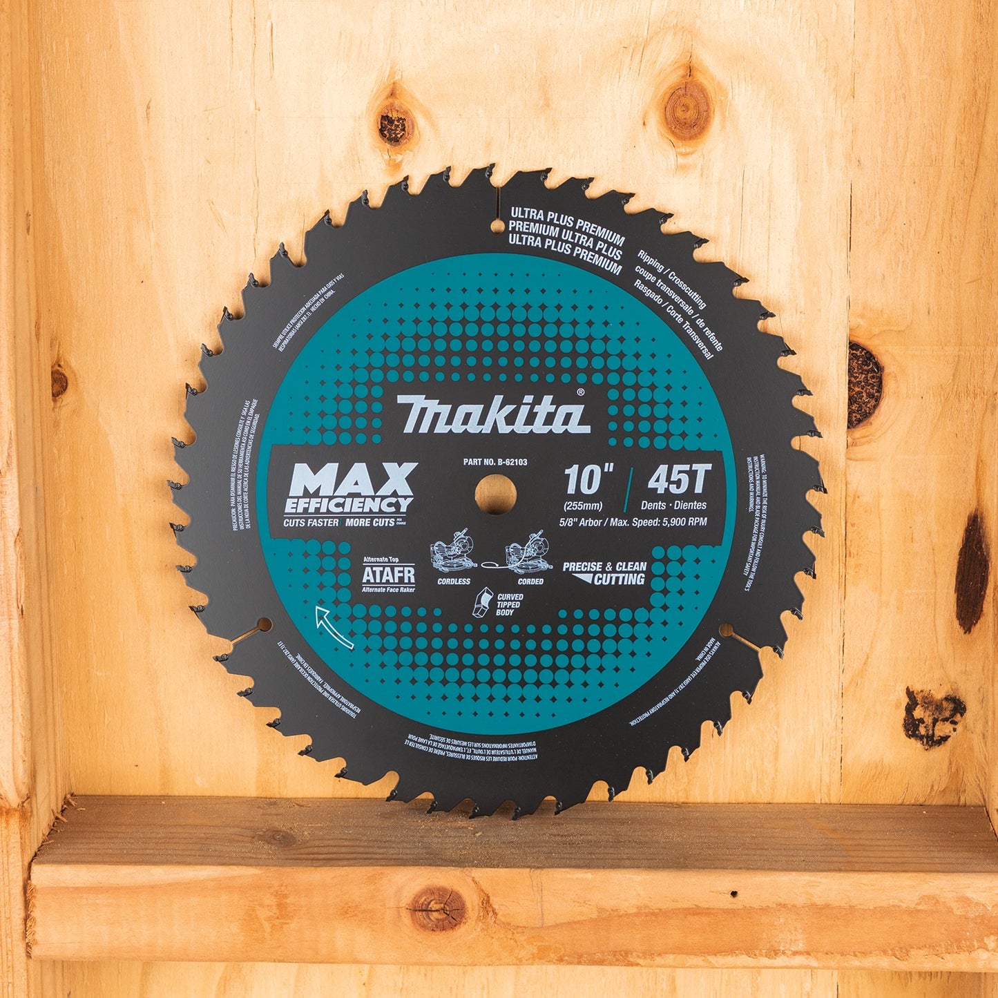 Makita B-62103 10" 45T Carbide‑Tipped Max Efficiency Miter Saw Blade