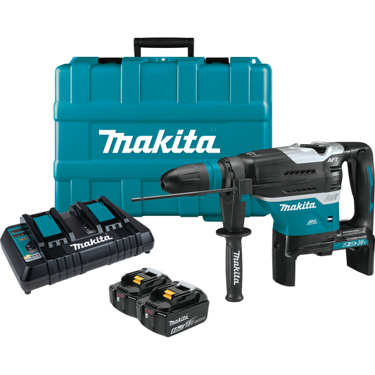 Makita XRH07PTUN 36V (18V X2) LXT® Brushless 1‑9/16" SDS‑MAX Advanced AVT® Rotary Hammer Kit, AFT®, AWS® (5.0Ah)