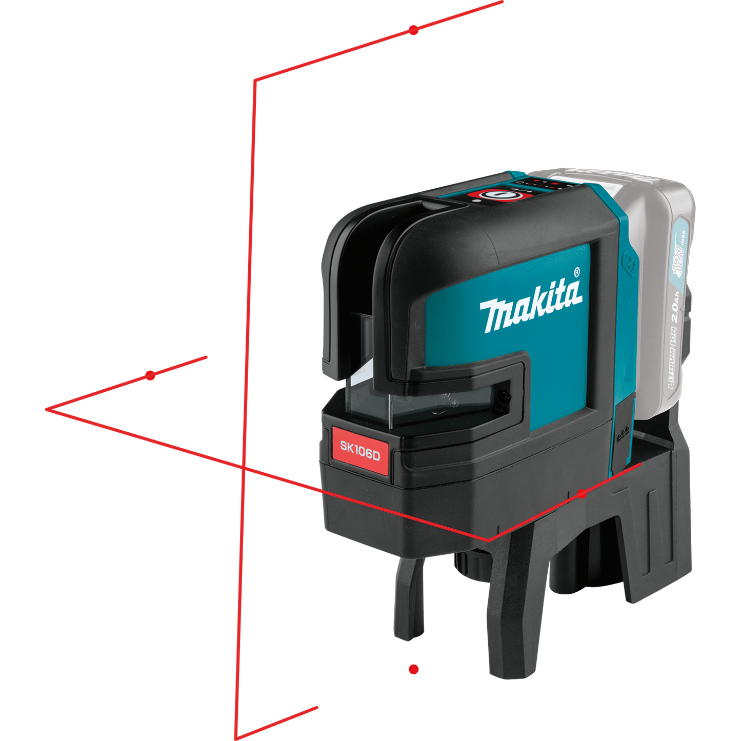 Makita SK106DZ 12V max CXT® Lithium‑Ion Cordless Self‑Leveling Cross‑Line/4‑Point Red Beam Laser, Tool Only