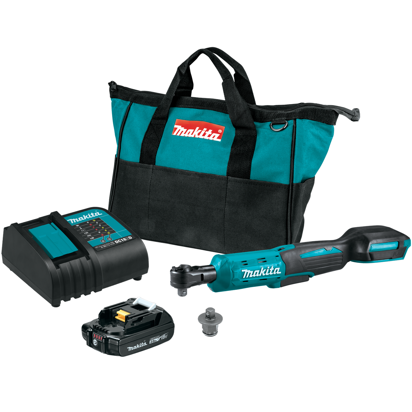 Makita XRW01SR1 18V LXT® Lithium‑Ion Cordless 3/8" / 1/4" Sq. Drive Ratchet Kit (2.0Ah)