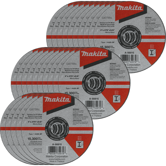 Makita A-98815-25 4" x .100" x 5/8" Cut‑off Wheel, Metal, 25/pk