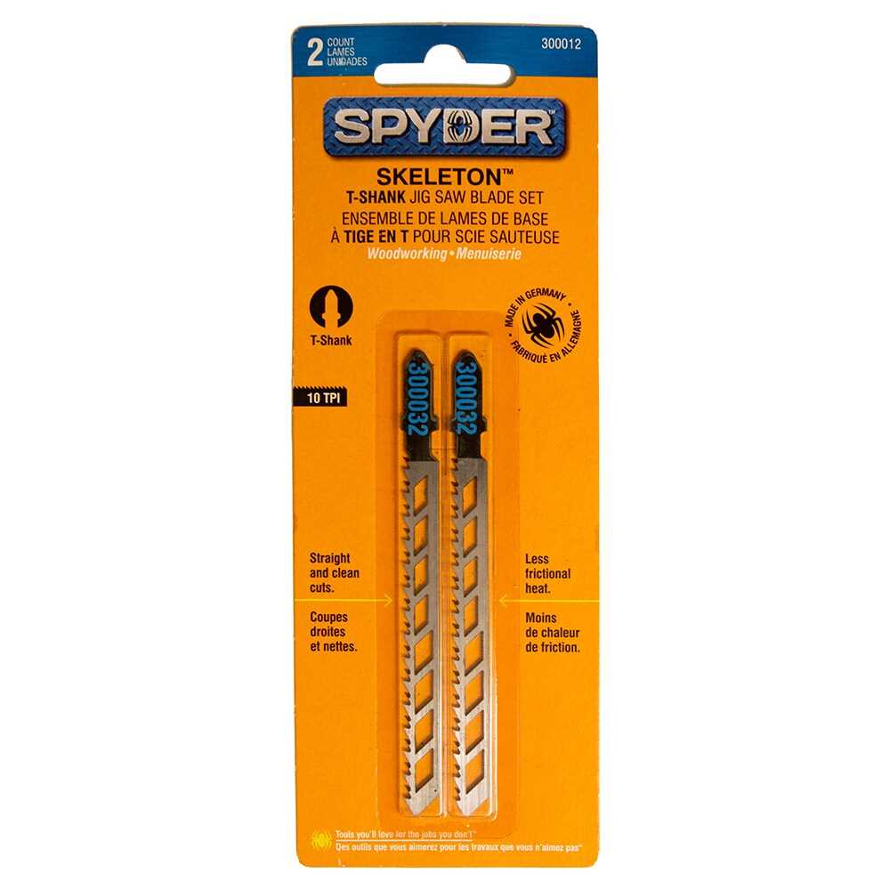 Spyder 300012 Spyder Skeleton 4-In 10-Tpi T-Shank Chrome/Vanadium Blade Set (2-Pack)