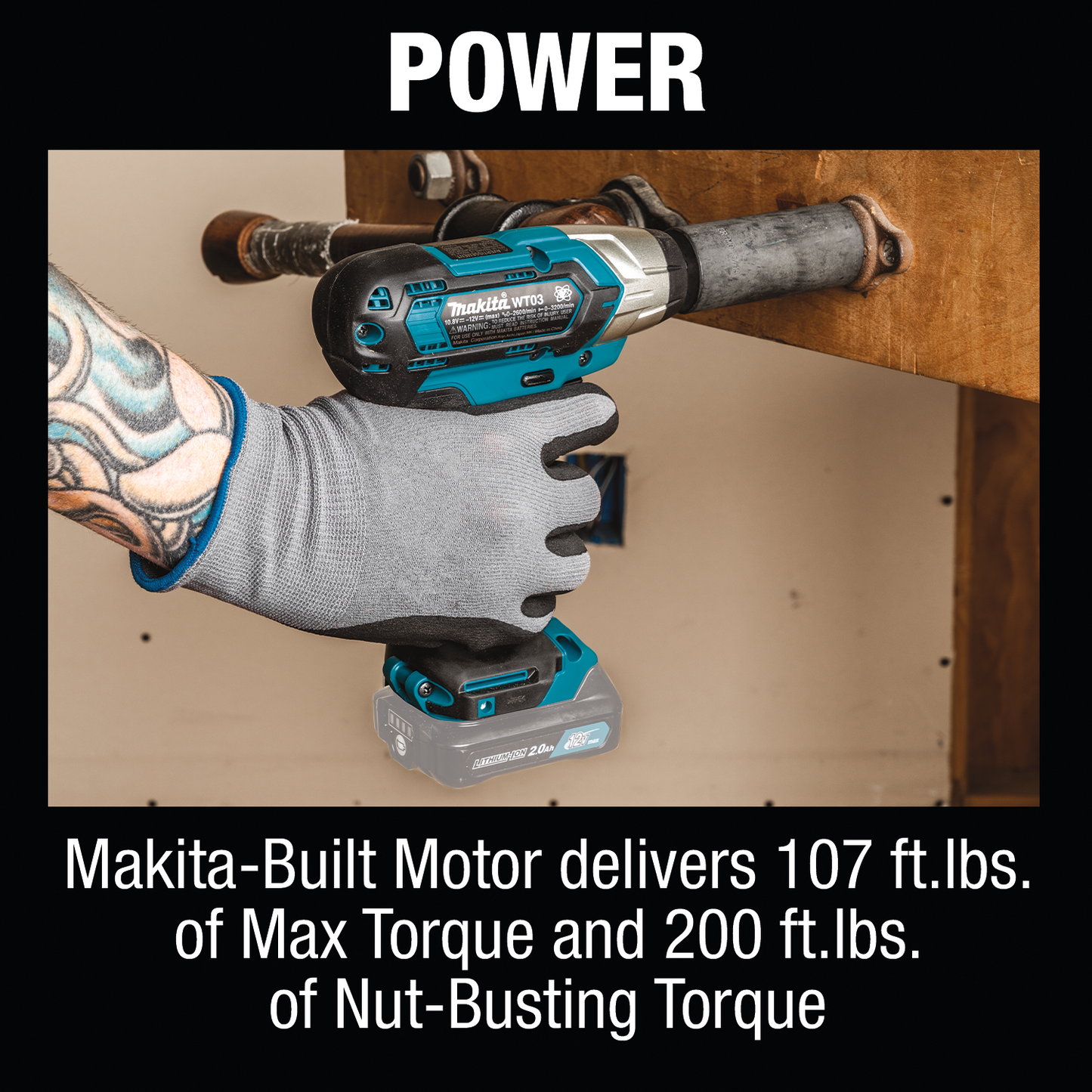 Makita WT03Z 12V max CXT® Lithium‑Ion Cordless 1/2" Sq. Drive Impact Wrench, Tool Only