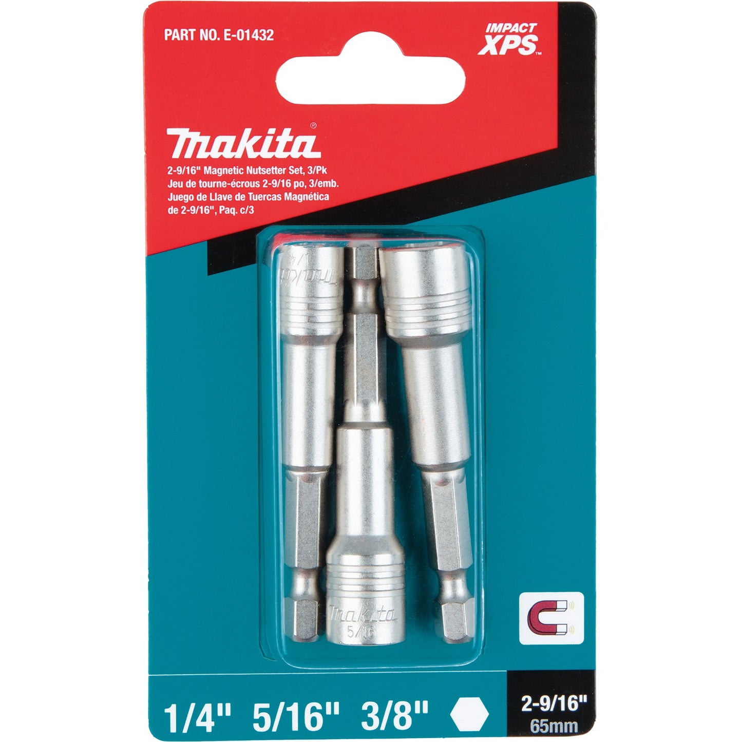 Makita E-01432 Impact XPS® 3 Pc. 2‑9/16" Magnetic Nutsetter Set