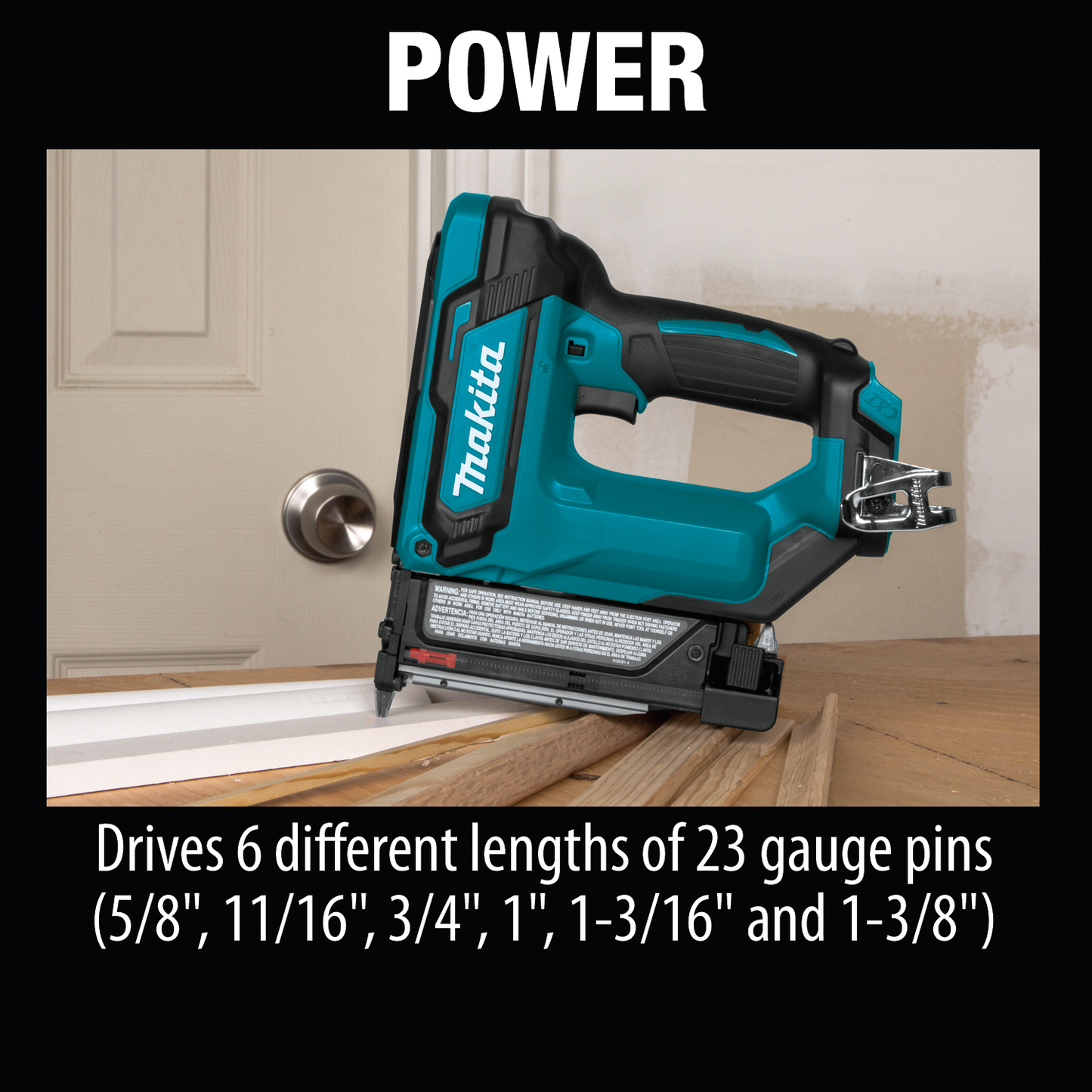 Makita TP03Z 12V max CXT® Lithium‑Ion Cordless Pin Nailer, 23 Ga., Tool Only