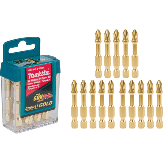 Makita B-60523 Impact GOLD® #2 Phillips 2″ Power Bit, 15/pk