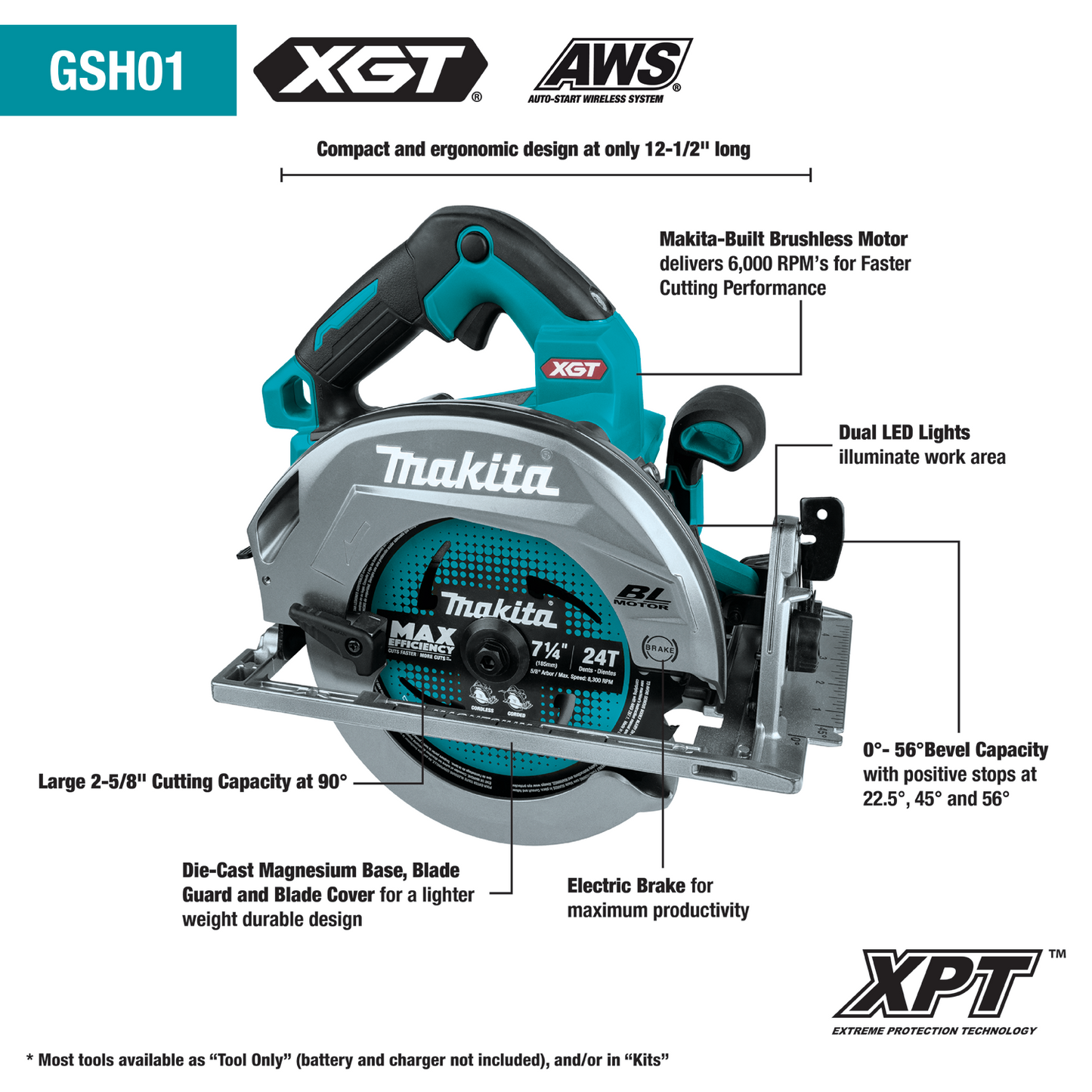 Makita GT400M1D1 40V max XGT® Brushless Cordless 4‑Pc. Combo Kit (2.5Ah/4.0Ah)