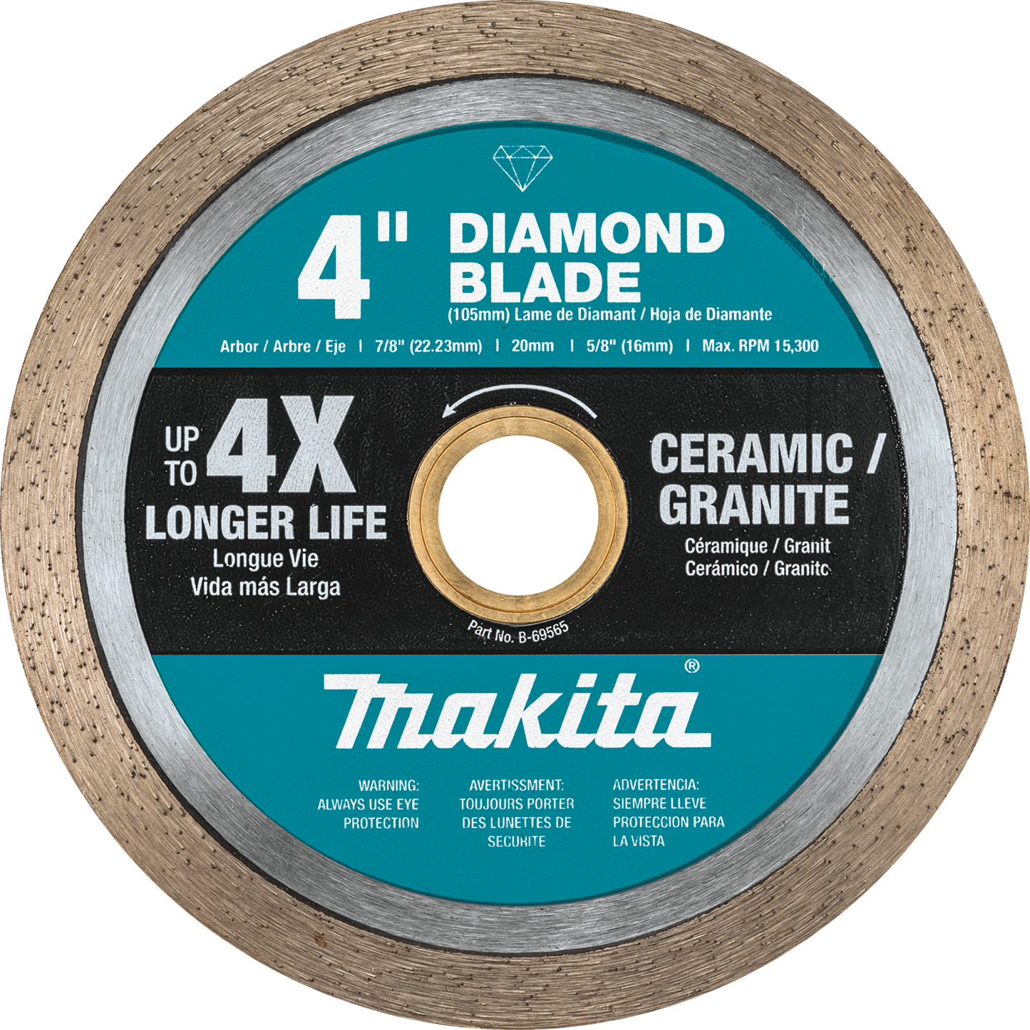 Makita B-69565 4" Diamond Blade, Continuous Rim, General Purpose