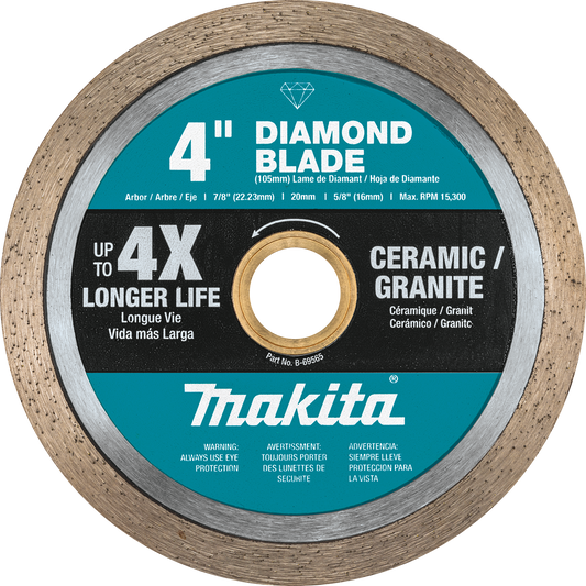 Makita B-69565 4" Diamond Blade, Continuous Rim, General Purpose