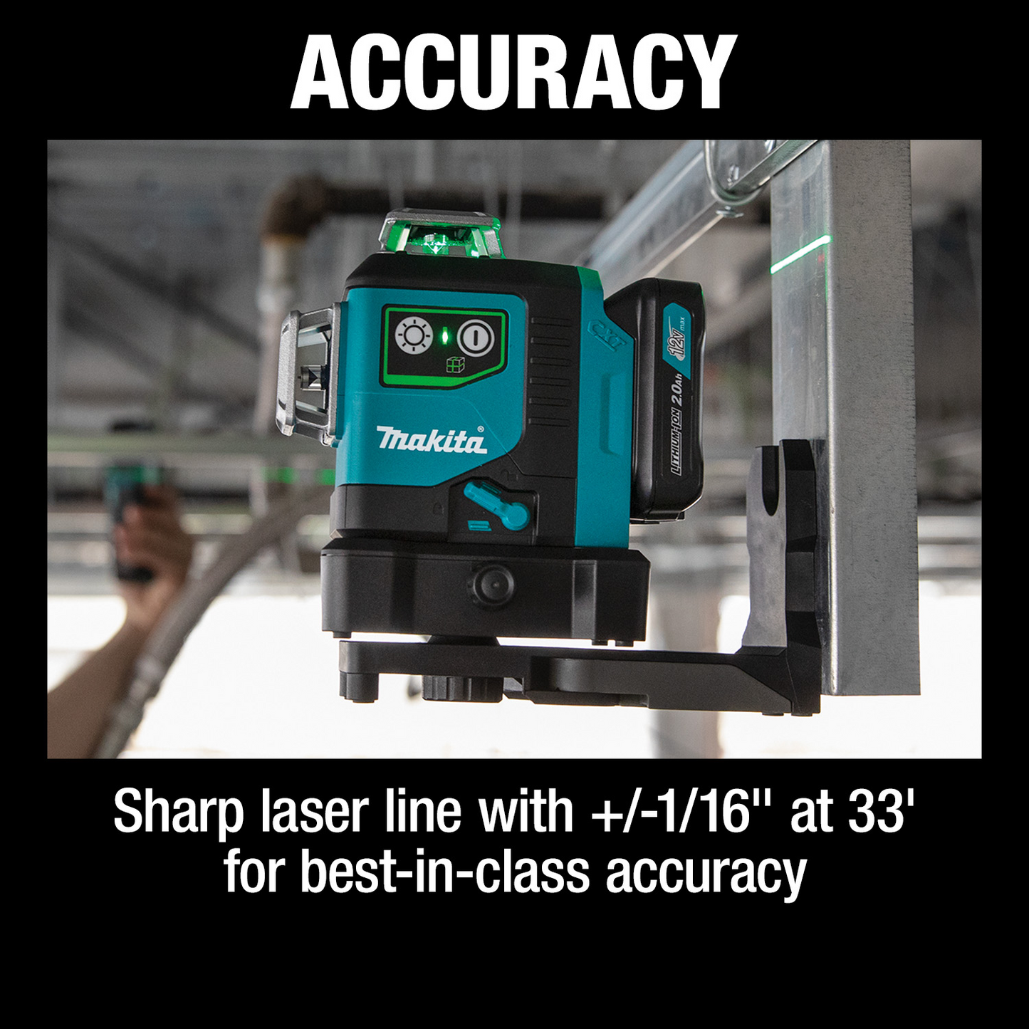 Makita SK700GDNAJ 12V max CXT® Lithium‑Ion Cordless Self‑Leveling 360° 3‑Plane Green Laser Kit (2.0Ah)