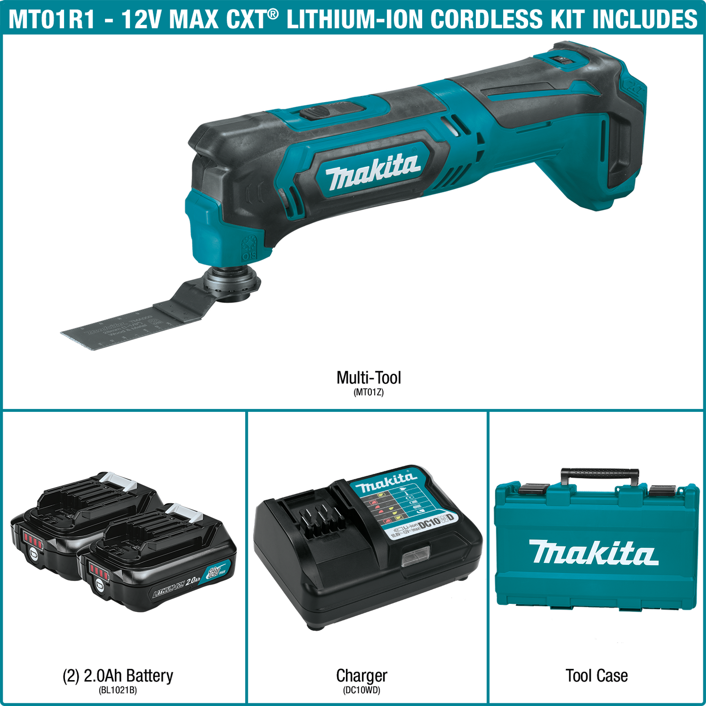 Makita MT01R1 12V max CXT® Lithium‑Ion Cordless Oscillating Multi‑Tool Kit (2.0Ah)