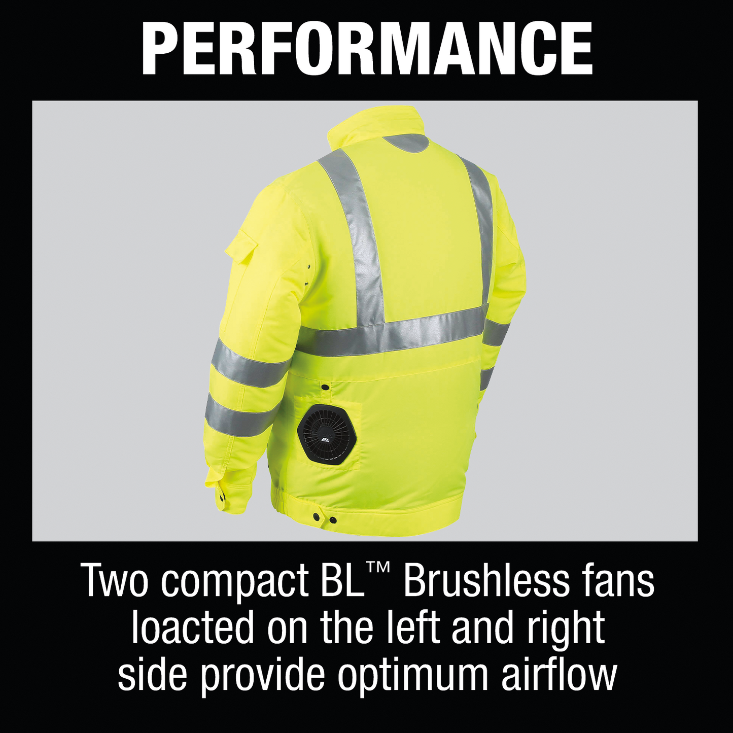 Makita DFJ214ZXL 18V LXT® Lithium‑Ion Cordless High Visibility Fan Jacket, Jacket Only (XL)