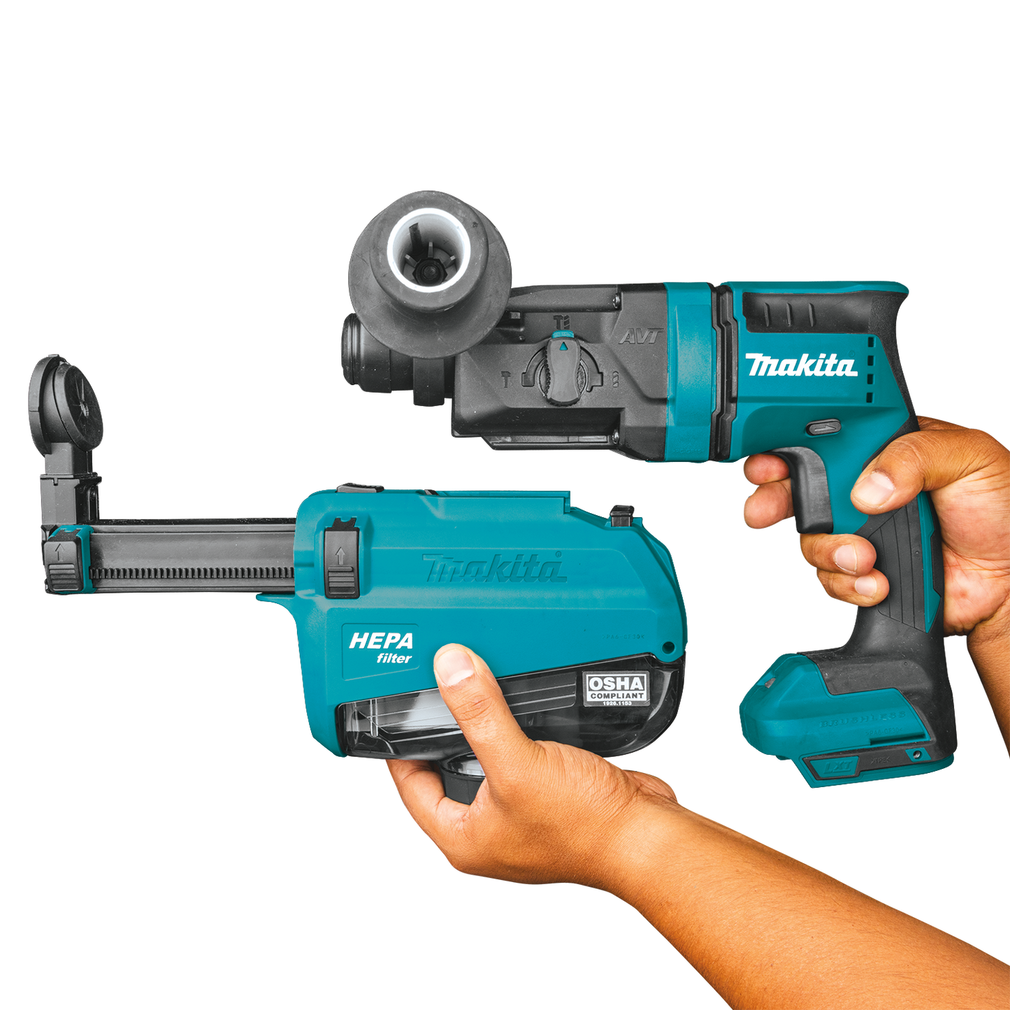 Makita XRH12TW 18V LXT® Lithium‑Ion Brushless Cordless 11/16" SDS‑PLUS AVT® Rotary Hammer Kit, w/ HEPA Dust Extractor, AWS® Capable (5.0Ah)