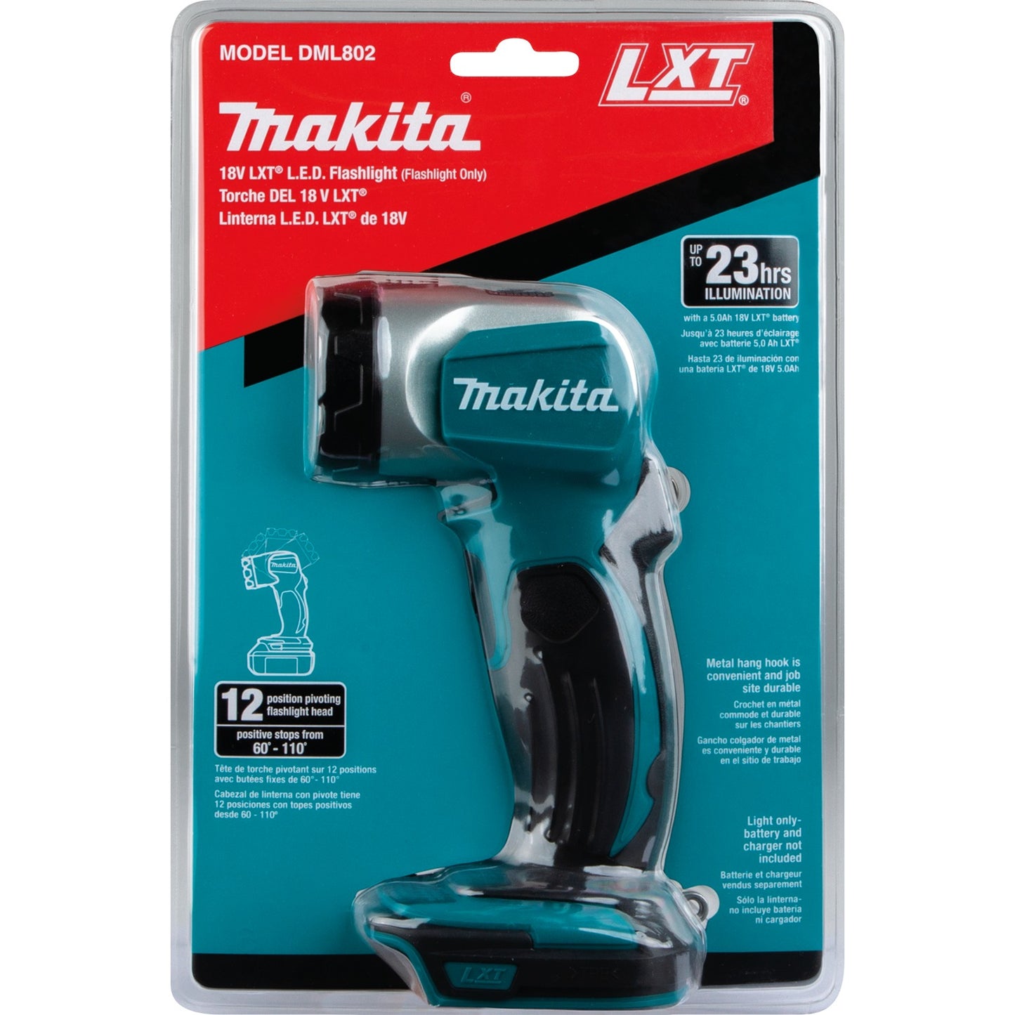 Makita DML802 18V LXT® Lithium‑Ion Cordless L.E.D. Flashlight, Flashlight Only