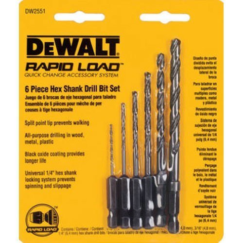 Dewalt DW2551 Hex Shank Drill Bit Set (6 Pc)