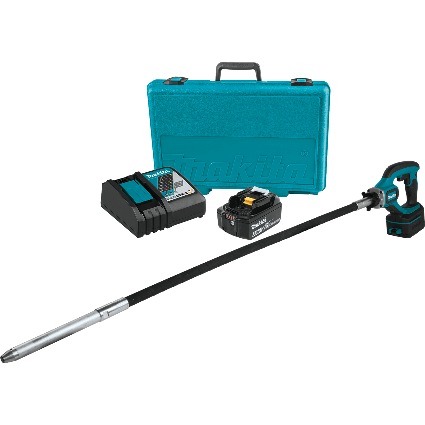 Makita XRV01T 18V LXT® Lithium‑Ion Cordless 4' Concrete Vibrator Kit (5.0Ah)