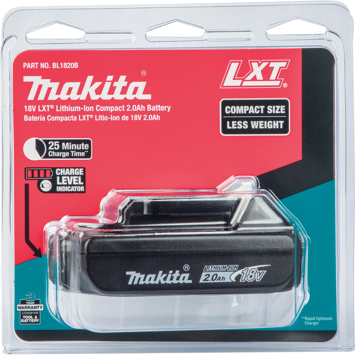 Makita BL1820B 18V LXT® Lithium‑Ion Compact 2.0Ah Battery