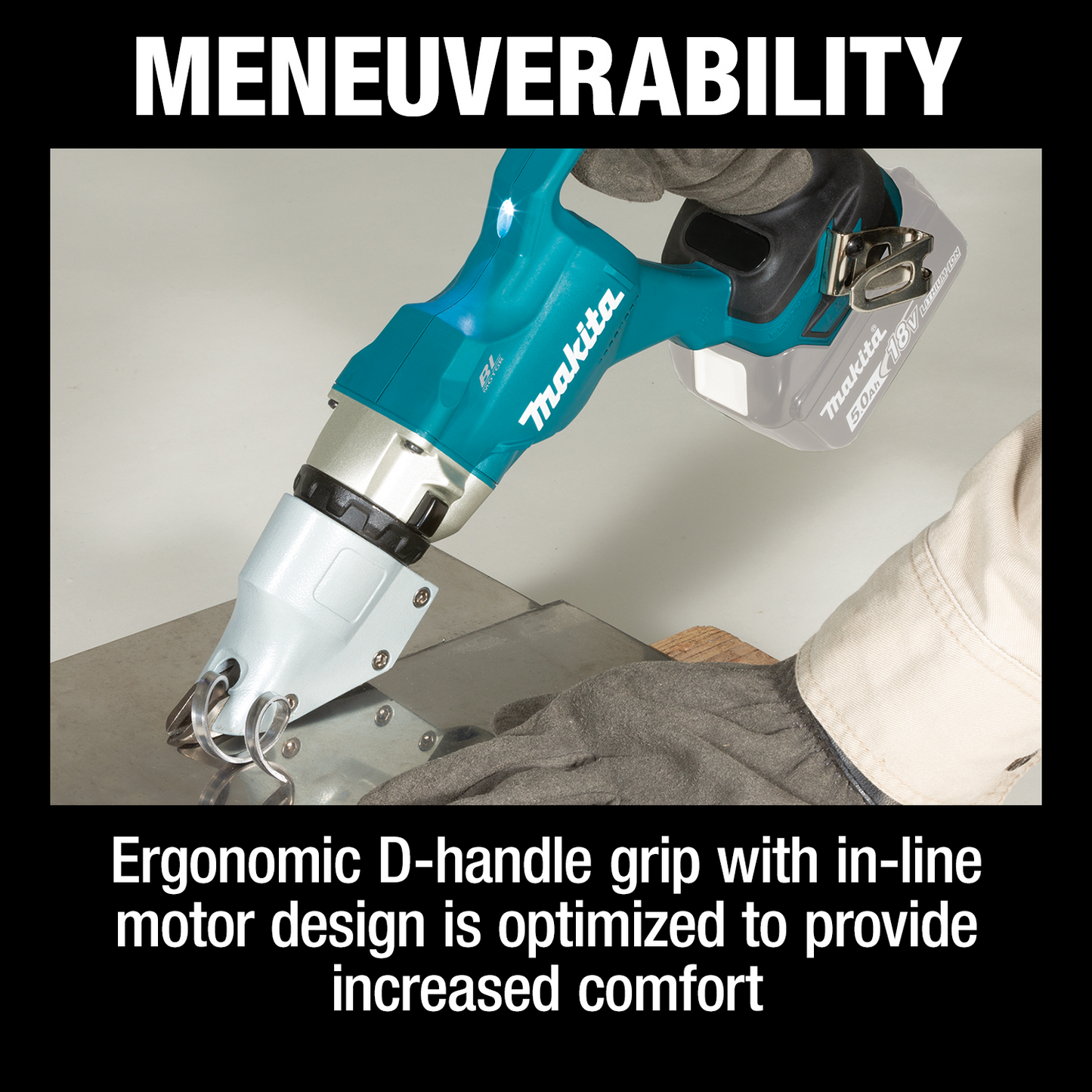 Makita XSJ03Z 18V LXT® Lithium‑Ion Brushless Cordless 14 Gauge Straight Shear, Tool Only