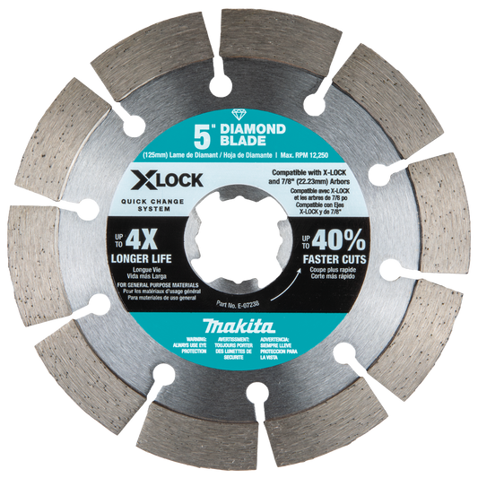 Makita E-07238 X‑LOCK 5" Segmented Diamond Blade for Masonry Cutting