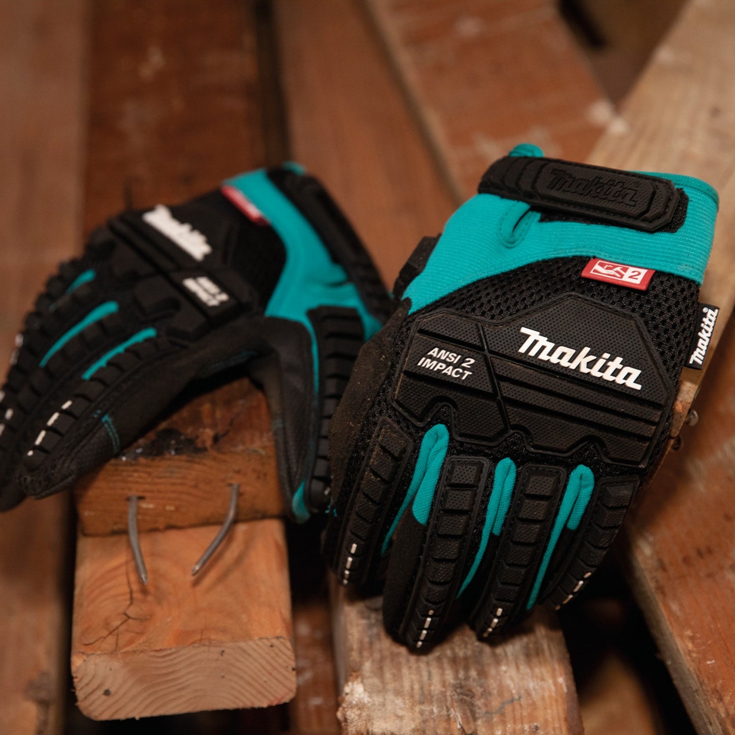 Makita T-04298 Advanced ANSI 2 Impact‑Rated Demolition Gloves (X‑Large)