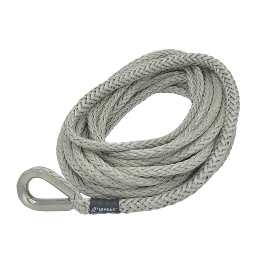 Fusion Tools 27-0375050 3/8" x 50' Nimbus Synthetic Winch Line Extension w/ Stainless Steel Thimble and Kevlar Tail, 6,600 lbs WLL