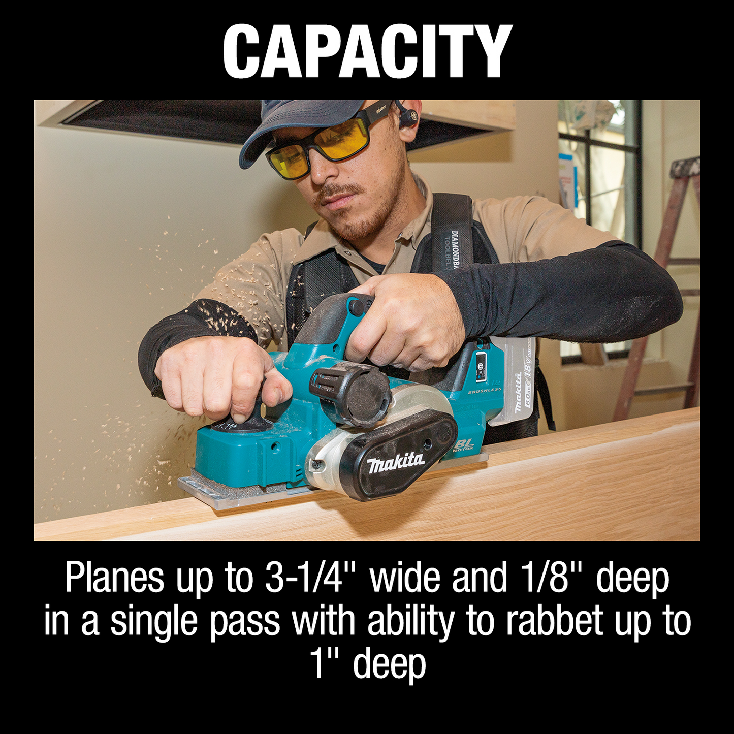 Makita XPK02Z 18V LXT® Lithium‑Ion Brushless Cordless 3‑1/4" Planer, AWS® Capable, Tool Only