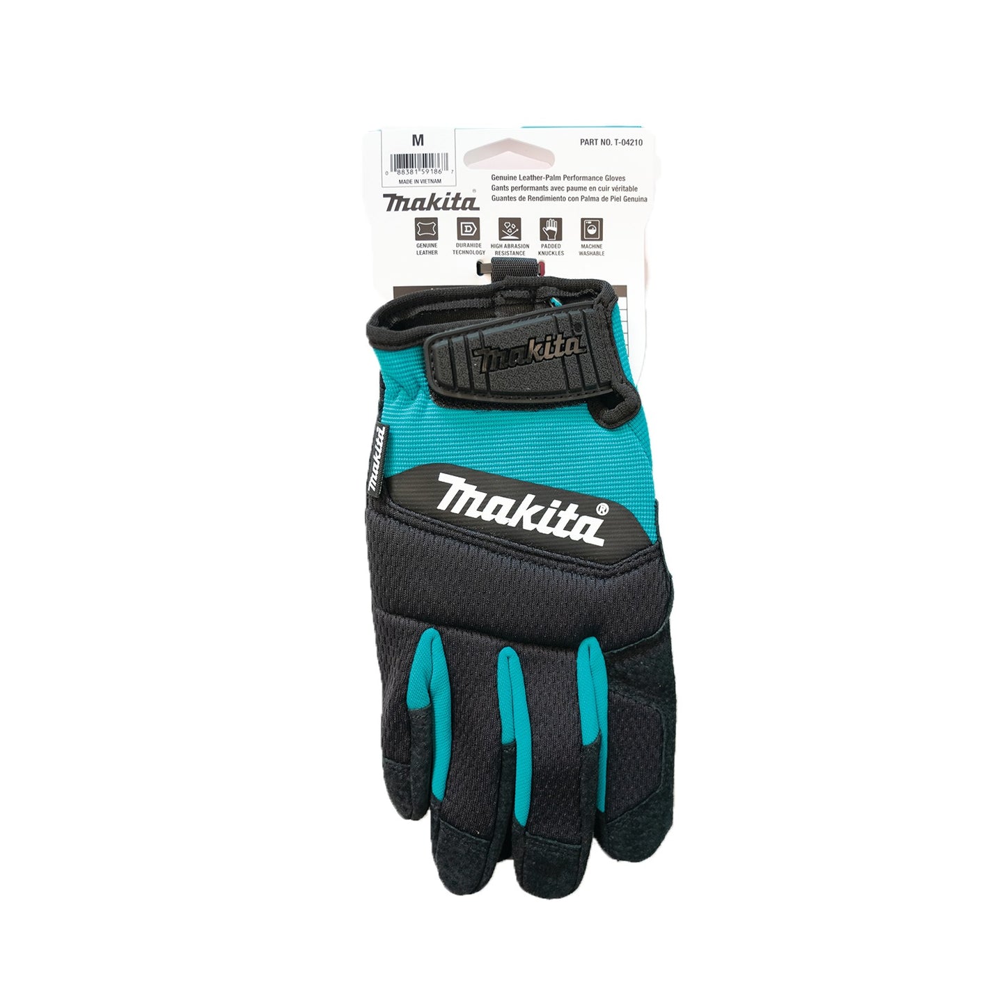 Makita T-04210 100% Genuine Leather‑Palm Performance Gloves (Medium)