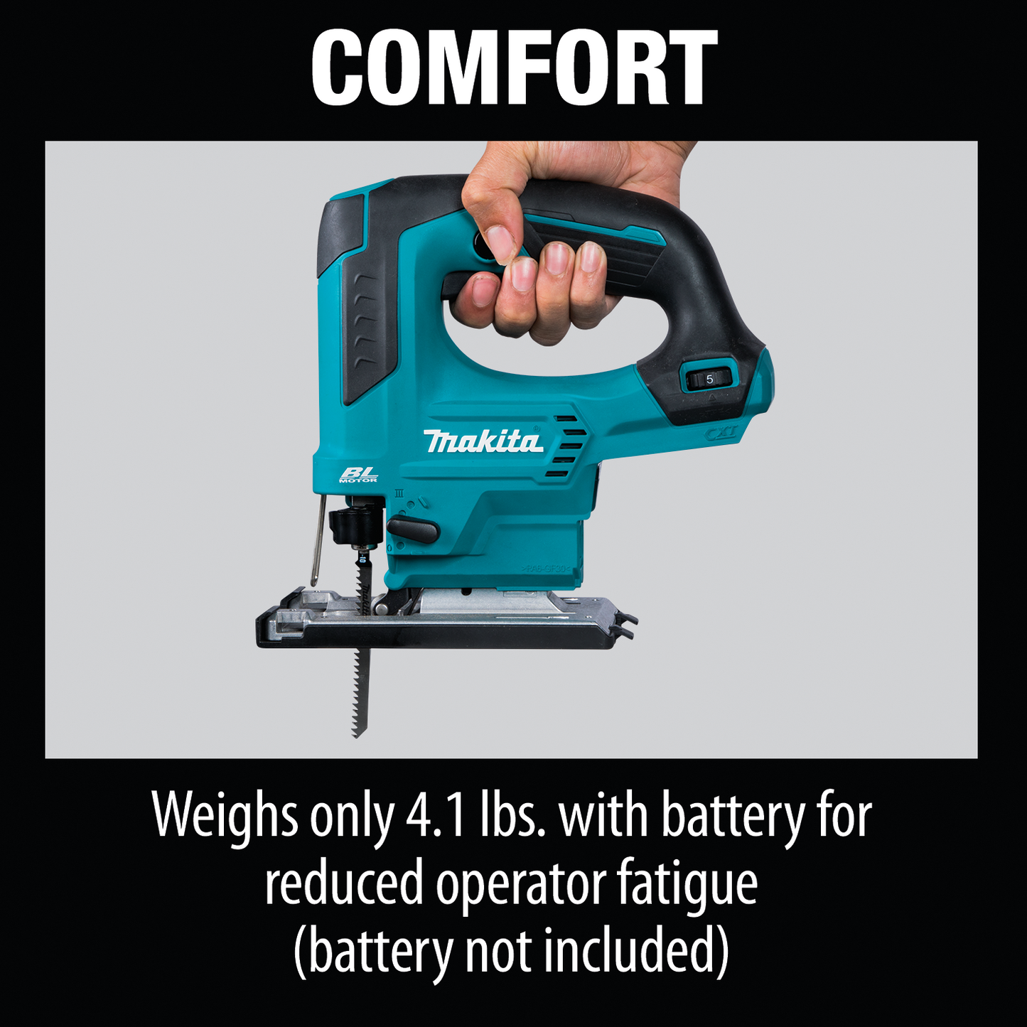 Makita VJ06Z 12V max CXT® Lithium‑Ion Brushless Cordless Top Handle Jig Saw, Tool Only