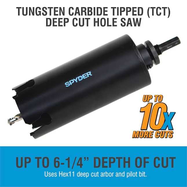 Spyder 600827 2 Tungsten Carbide Tipped Deep Cut Hole Saw