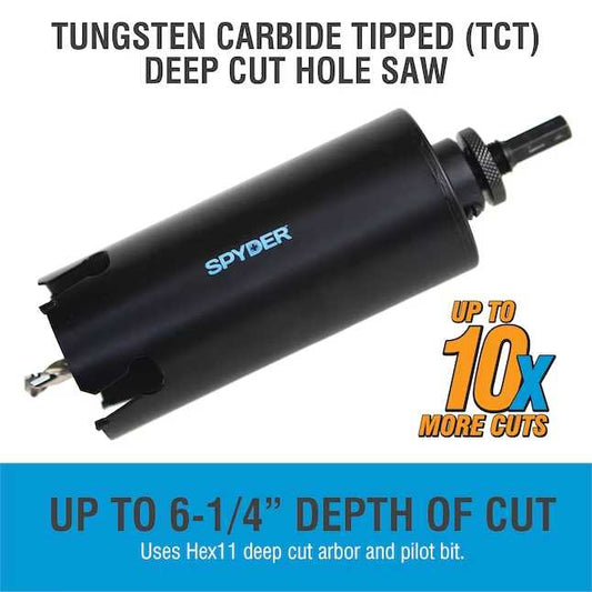 Spyder 600828 2-3/8 Tungsten Carbide Tipped Deep Cut Hole Saw