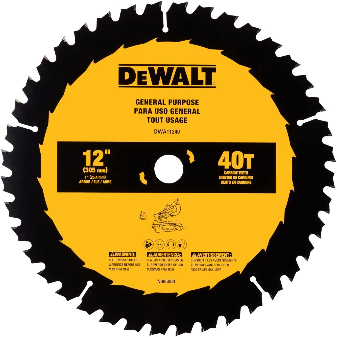 Dewalt DWA11240 12 In General Purpose Saw Blade (40 Tooth)