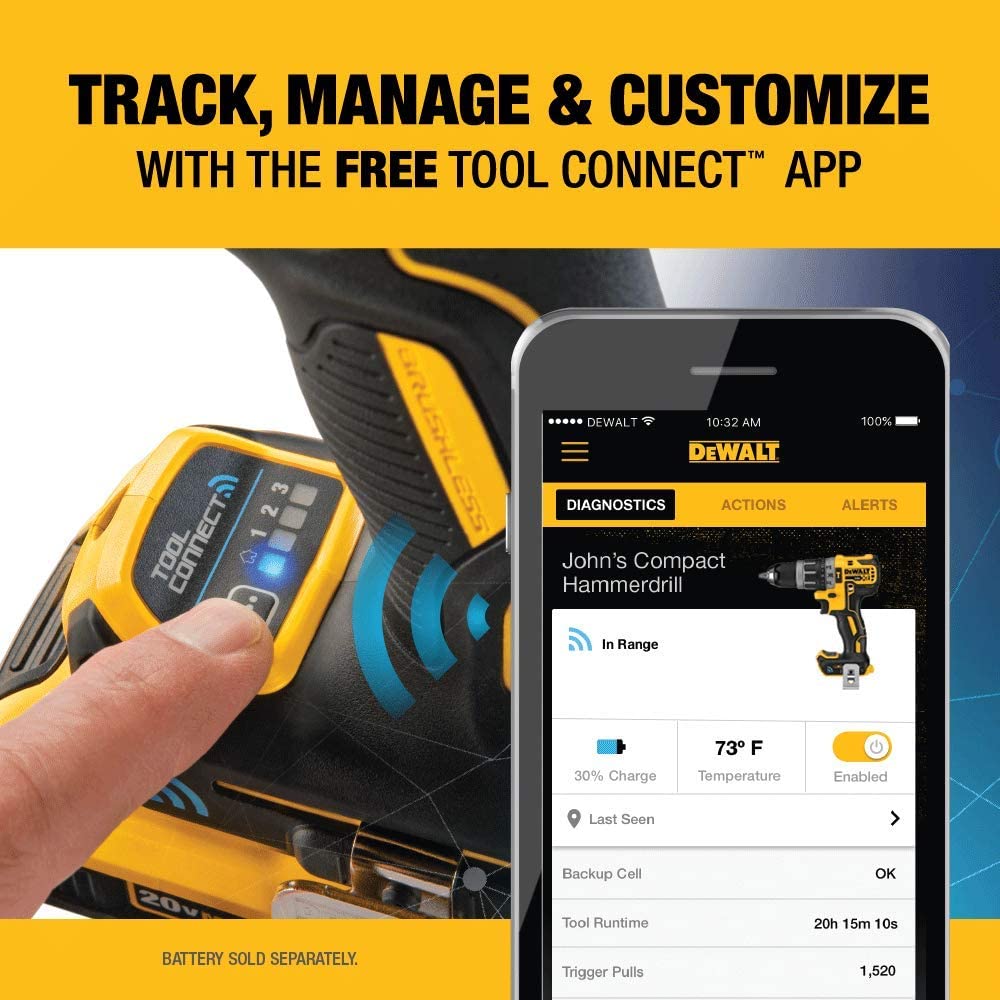 Dewalt DCD797B 20V Max* Xr® Tool Connect Compact Hammer Drill (Tool Only)